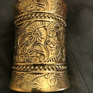 Long cuff gold bangle bracelet